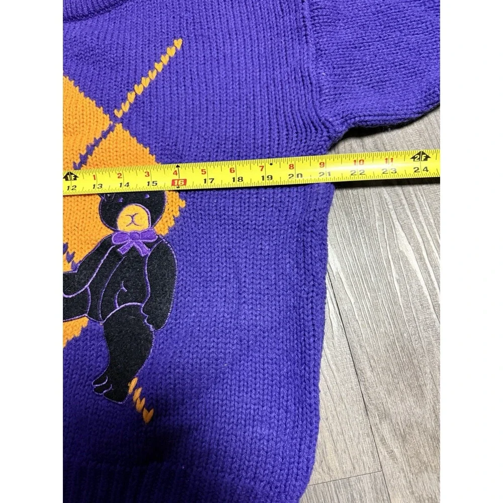 Vintage Stefano‎ Teddy Bear Purple Turtleneck Sweater L Unisex Cottagecore